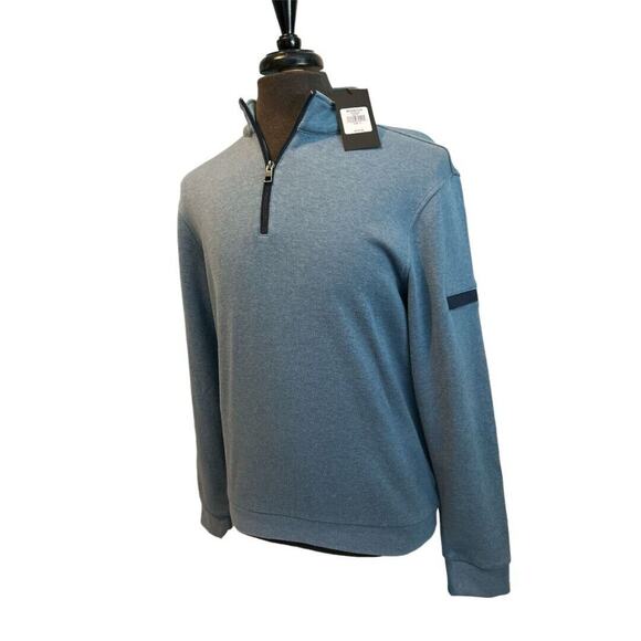 NWT Bugatchi Men's Small 1/4 Zip Pullover Slate Blue Mock Neck MSRP $139 - Picture 2 of 4